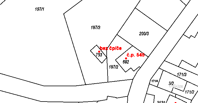 Petrovice 38822351 na parcele st. 753 v KÚ Petrovice u Chabařovic, Katastrální mapa