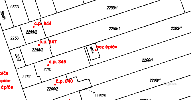 Lužice 38897351 na parcele st. 2263/2 v KÚ Lužice u Hodonína, Katastrální mapa
