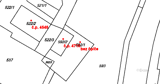 Chomutov 39076351 na parcele st. 592/1 v KÚ Chomutov I, Katastrální mapa