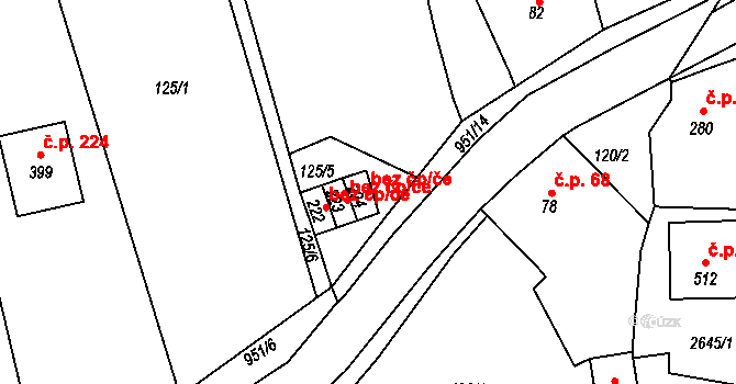 Krupka 39119351 na parcele st. 222 v KÚ Vrchoslav, Katastrální mapa