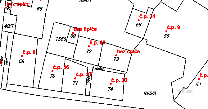 Nezabylice 39131351 na parcele st. 73 v KÚ Nezabylice, Katastrální mapa
