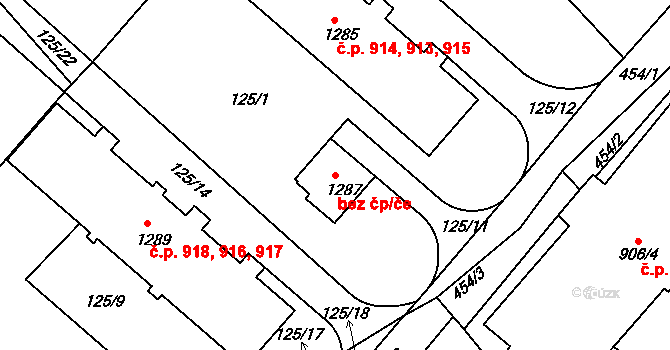 Neratovice 39377351 na parcele st. 1287 v KÚ Neratovice, Katastrální mapa