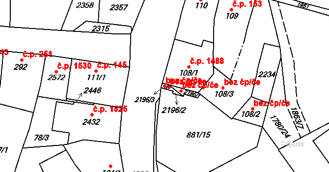 Přelouč 40441351 na parcele st. 2196/3 v KÚ Přelouč, Katastrální mapa