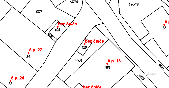 Vavřinec 43140351 na parcele st. 120 v KÚ Chmeliště, Katastrální mapa