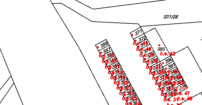 Čebín 43334351 na parcele st. 357 v KÚ Čebín, Katastrální mapa