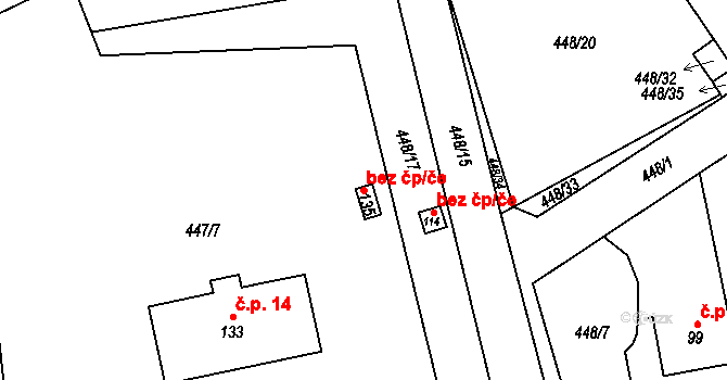 Všeradov 43768351 na parcele st. 135 v KÚ Všeradov, Katastrální mapa