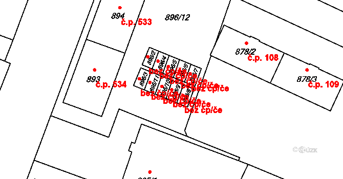 Ostrava 43898351 na parcele st. 896/9 v KÚ Kunčičky, Katastrální mapa