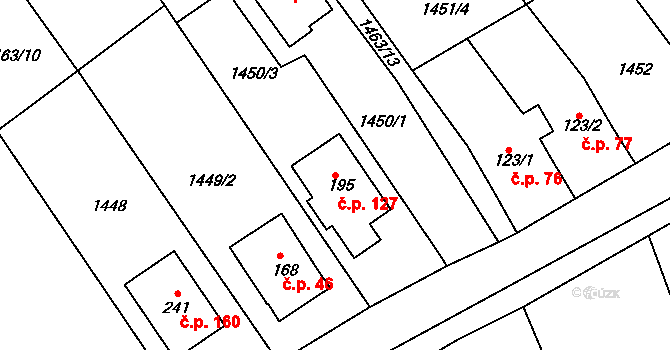 Vršovice 127 na parcele st. 195 v KÚ Vršovice u Opavy, Katastrální mapa