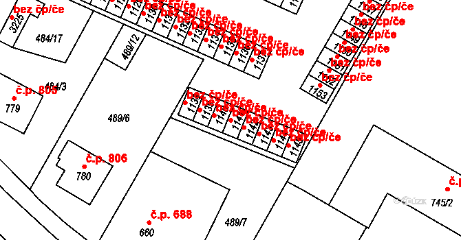 Milevsko 46204351 na parcele st. 1141 v KÚ Milevsko, Katastrální mapa