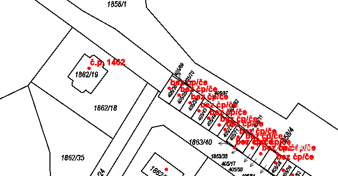 Praha 48365351 na parcele st. 405/36 v KÚ Radotín, Katastrální mapa