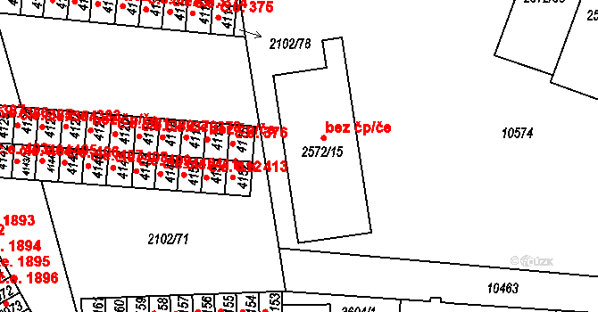 Hodonín 48452351 na parcele st. 2572/15 v KÚ Hodonín, Katastrální mapa