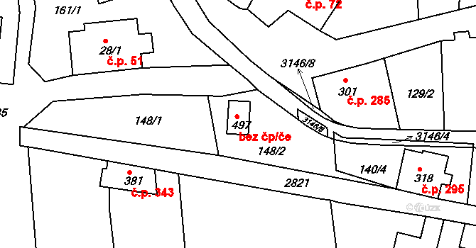Šluknov 49447351 na parcele st. 497 v KÚ Císařský, Katastrální mapa