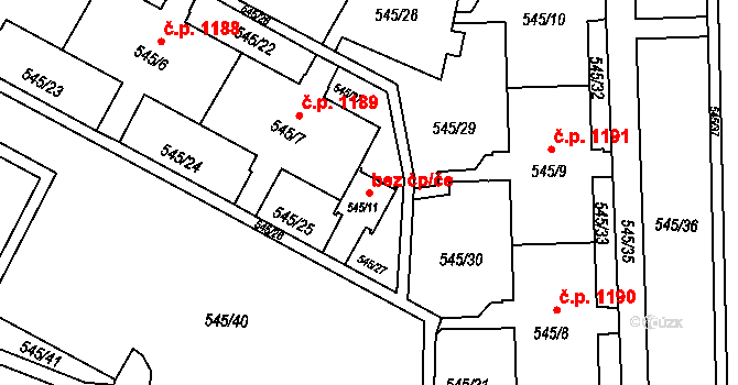 Havířov 49476351 na parcele st. 545/11 v KÚ Šumbark, Katastrální mapa