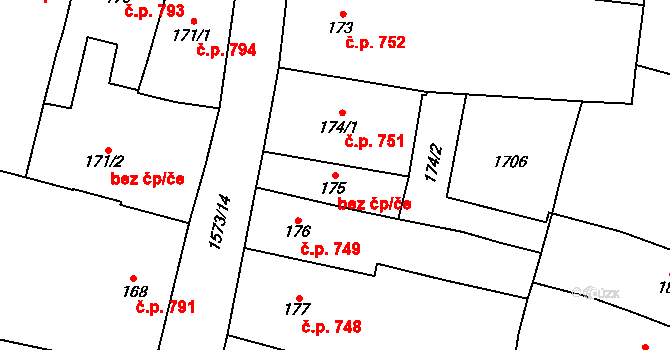 Litovel 49534351 na parcele st. 175 v KÚ Litovel, Katastrální mapa