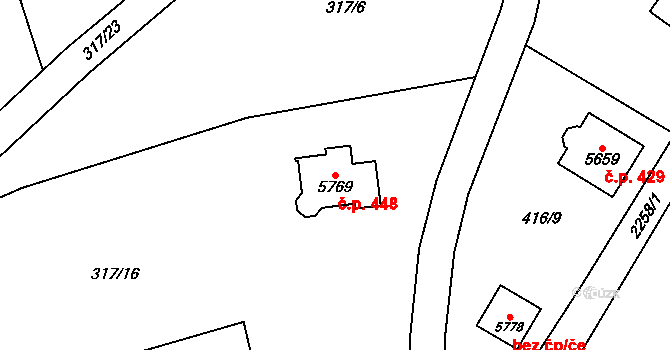 Dolní Předměstí 448, Trutnov na parcele st. 5769 v KÚ Trutnov, Katastrální mapa