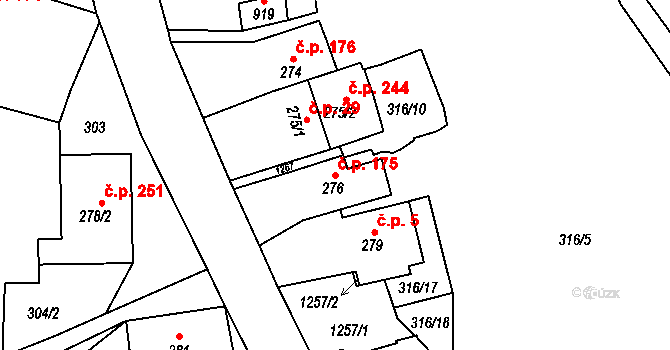 Luže 175 na parcele st. 276 v KÚ Luže, Katastrální mapa