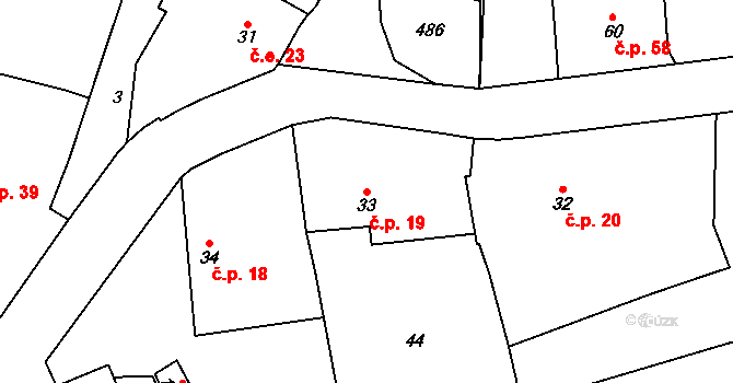 Chacholice 19, Chrast na parcele st. 33 v KÚ Chacholice, Katastrální mapa
