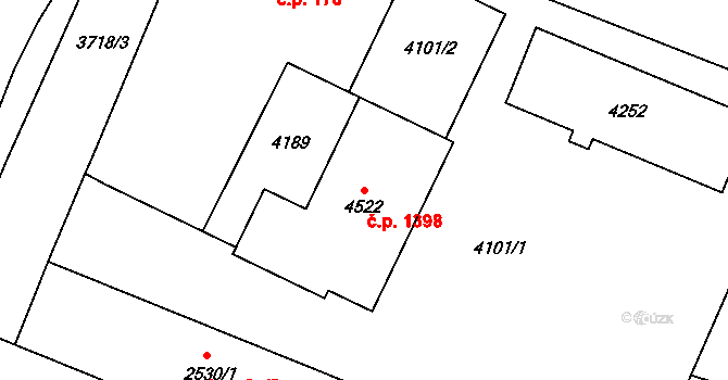 Kyjov 1398 na parcele st. 4522 v KÚ Kyjov, Katastrální mapa