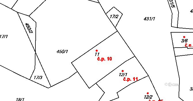 Humpolec 10, Sušice na parcele st. 11 v KÚ Humpolec u Sušice, Katastrální mapa