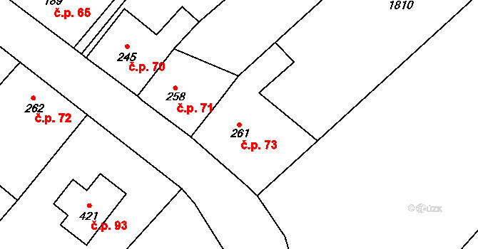 Kámen 73 na parcele st. 261 v KÚ Kámen, Katastrální mapa