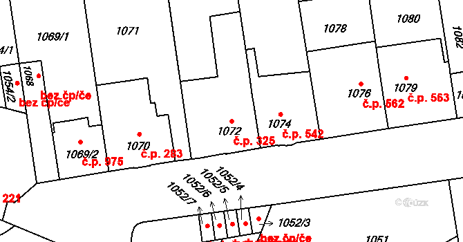 Hronov 325 na parcele st. 1072 v KÚ Hronov, Katastrální mapa