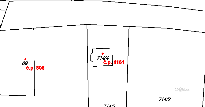 Stonava 1161 na parcele st. 714/4 v KÚ Stonava, Katastrální mapa
