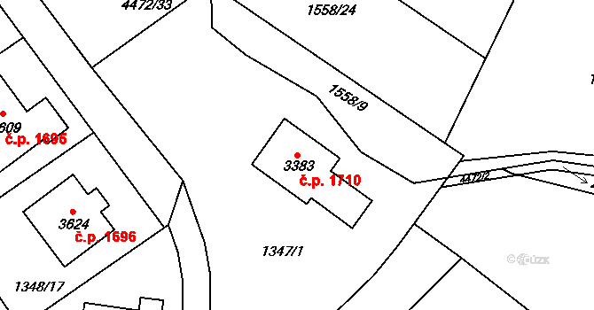 Frenštát pod Radhoštěm 1710 na parcele st. 3383 v KÚ Frenštát pod Radhoštěm, Katastrální mapa