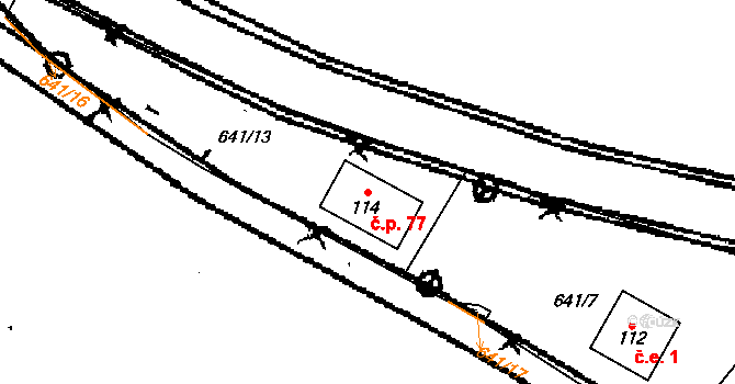 Strážnice 77, Vysoká na parcele st. 114 v KÚ Strážnice u Mělníka, Katastrální mapa