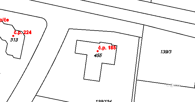 Trnová 185 na parcele st. 455 v KÚ Trnová u Jíloviště, Katastrální mapa