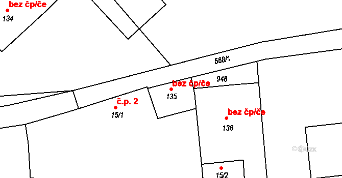 Chudenín 88206351 na parcele st. 135 v KÚ Hadrava, Katastrální mapa