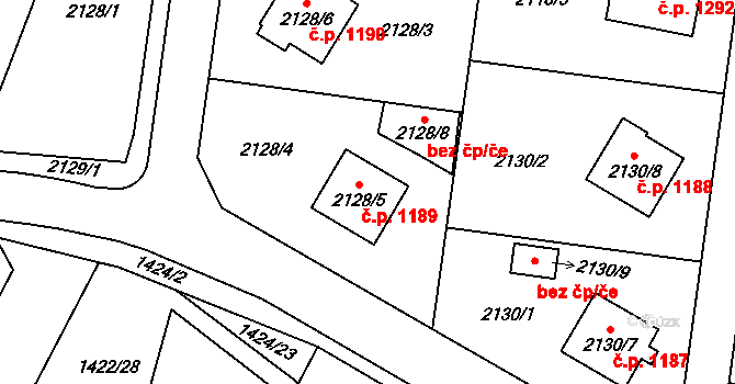 Chotěboř 1189 na parcele st. 2128/5 v KÚ Chotěboř, Katastrální mapa