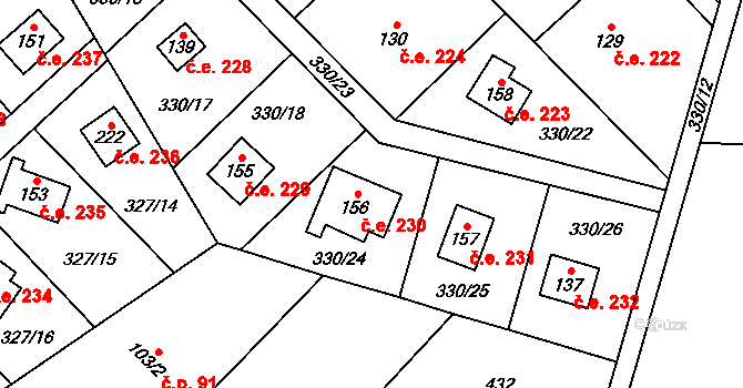Klokočovská Lhotka 230, Klokočov na parcele st. 156 v KÚ Klokočov, Katastrální mapa