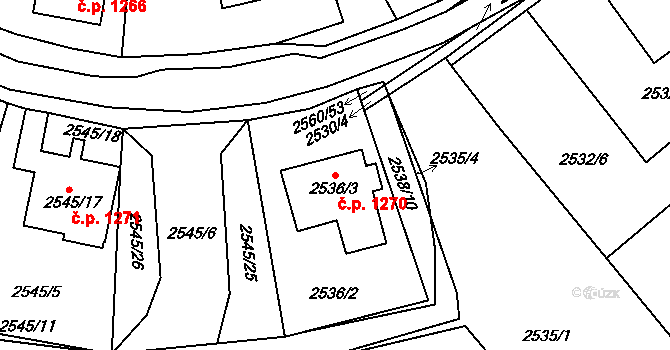 Kostelec nad Orlicí 1270 na parcele st. 2536/3 v KÚ Kostelec nad Orlicí, Katastrální mapa