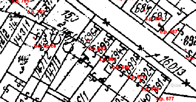 Kostice 681 na parcele st. 695 v KÚ Kostice, Katastrální mapa