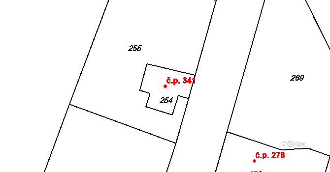 Studánka 341, Varnsdorf na parcele st. 254 v KÚ Studánka u Rumburku, Katastrální mapa