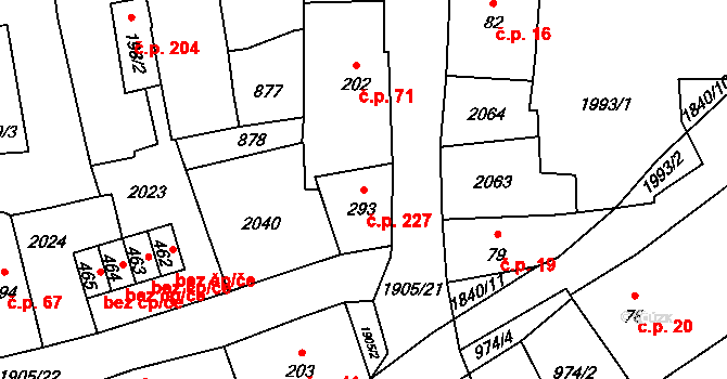 Benešov nad Černou 227 na parcele st. 293 v KÚ Benešov nad Černou, Katastrální mapa