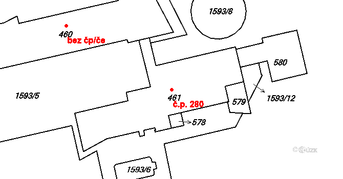 Heřmanice v Podještědí 280, Jablonné v Podještědí na parcele st. 461 v KÚ Heřmanice v Podještědí, Katastrální mapa