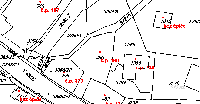 Horní Rokytnice 190, Rokytnice nad Jizerou na parcele st. 460 v KÚ Horní Rokytnice nad Jizerou, Katastrální mapa