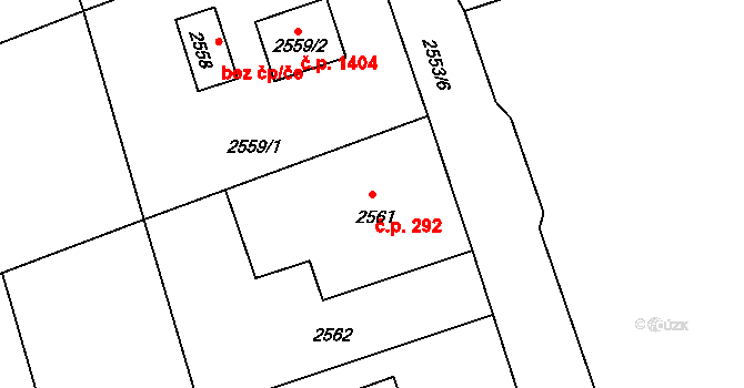 Lutyně 292, Orlová na parcele st. 2561 v KÚ Horní Lutyně, Katastrální mapa