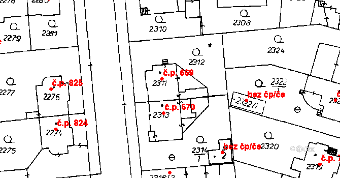 Poděbrady III 669, Poděbrady na parcele st. 2311 v KÚ Poděbrady, Katastrální mapa
