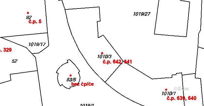 Bohosudov 641,642, Krupka na parcele st. 1010/3 v KÚ Bohosudov, Katastrální mapa