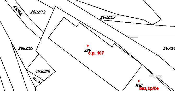 Opatov 107 na parcele st. 329 v KÚ Opatov na Moravě, Katastrální mapa