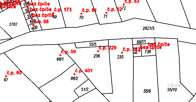 Horní Cerekev 229 na parcele st. 236 v KÚ Horní Cerekev, Katastrální mapa