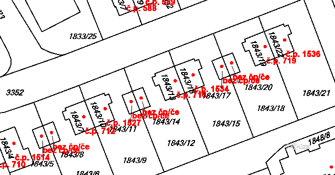 Michle 716, Praha na parcele st. 1843/13 v KÚ Michle, Katastrální mapa