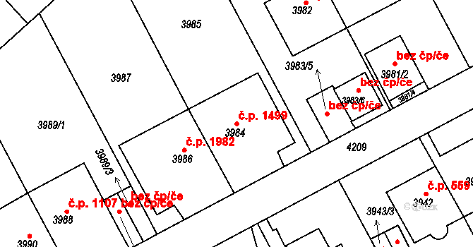 Dejvice 1499, Praha na parcele st. 3984 v KÚ Dejvice, Katastrální mapa