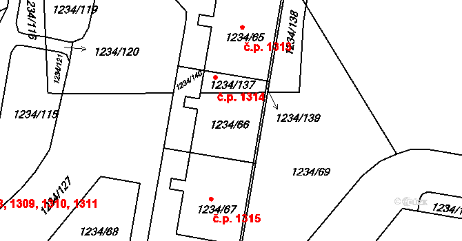 Řepy 1314, Praha na parcele st. 1234/66 v KÚ Řepy, Katastrální mapa