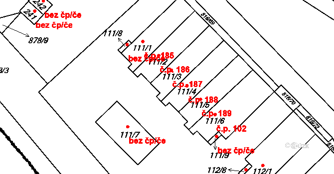 Úsobrno 188 na parcele st. 111/4 v KÚ Úsobrno, Katastrální mapa