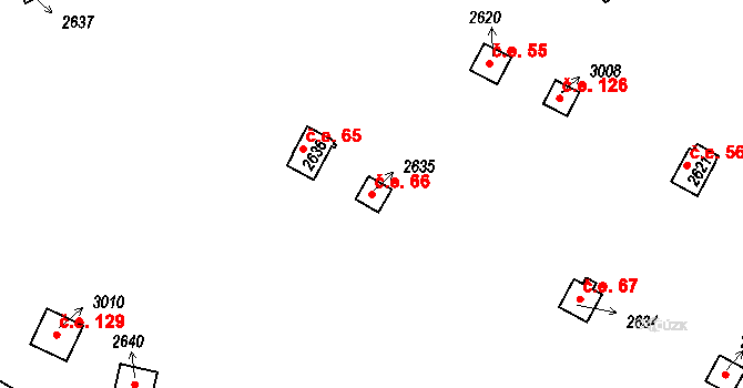 Hamrníky 66, Mariánské Lázně na parcele st. 2635 v KÚ Úšovice, Katastrální mapa