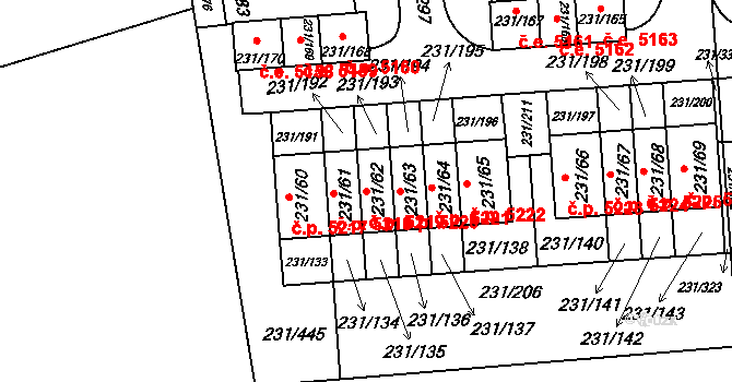 Helenín 5219, Jihlava na parcele st. 231/62 v KÚ Helenín, Katastrální mapa