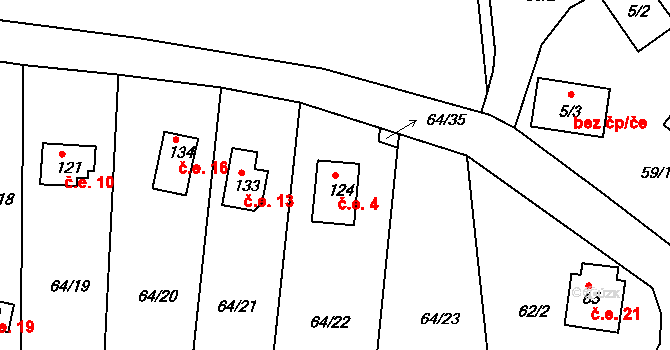 Prosetín 4, Dobkovice na parcele st. 124 v KÚ Prosetín u Dobkovic, Katastrální mapa